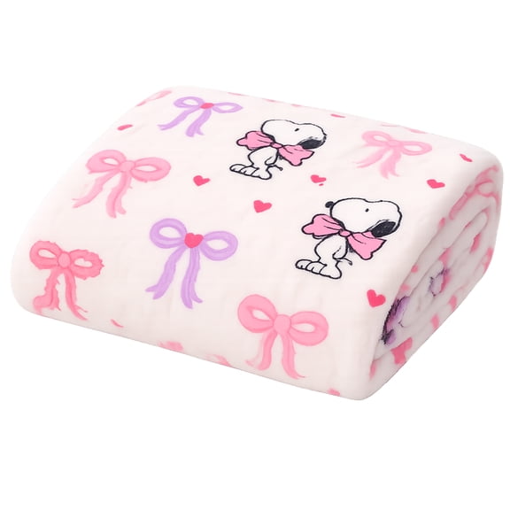 Peanuts Snoopy Bow Print Supersoft Plush Throw Blanket, 60 in x 72 in