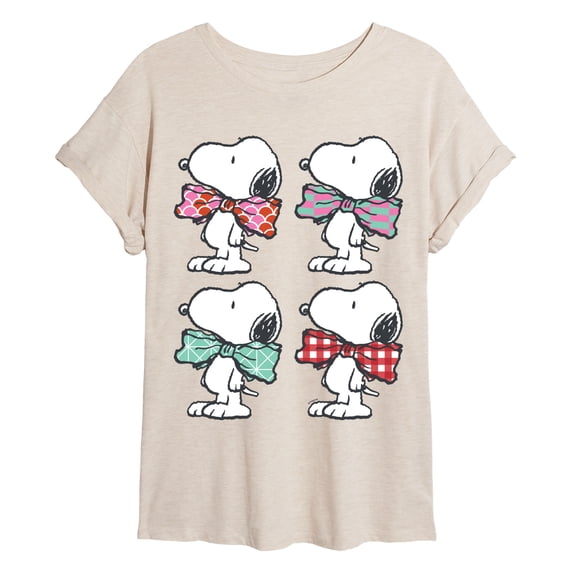 Peanuts - Snoopy Bowtie Patterns - Juniors Oversized Graphic T-Shirt