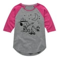 thumbnail image 1 of Peanuts - Snoopy Camping - Toddler And Youth Girls Raglan Graphic T-Shirt, 1 of 5