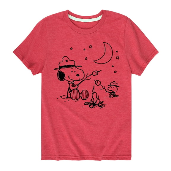 Peanuts - Snoopy Camping - Toddler And Youth Short Sleeve Graphic T-Shirt