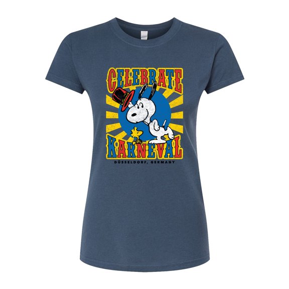 Peanuts - Snoopy Celebrate Karneval - Juniors Fitted Graphic T-Shirt