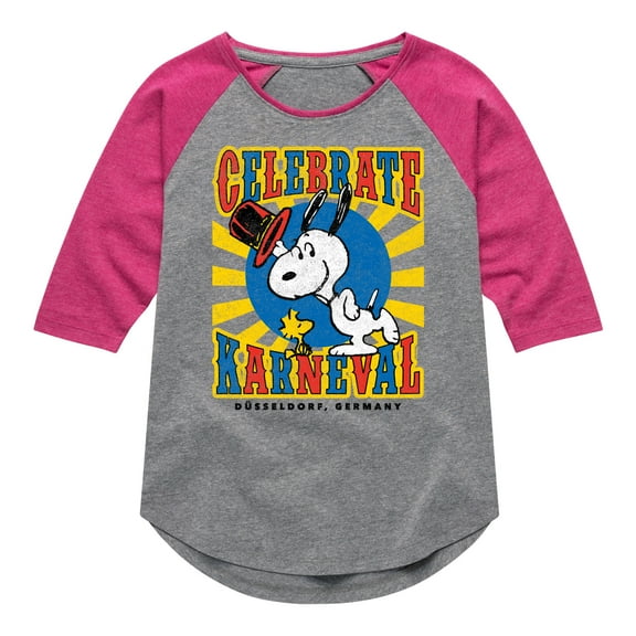 Peanuts - Snoopy Celebrate Karneval - Toddler & Youth Girls Raglan Graphic T-Shirt