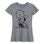 PEANUTS - Snoopy Charlie Brown Hug - Women's Short Sleeve Graphic T-Shirt