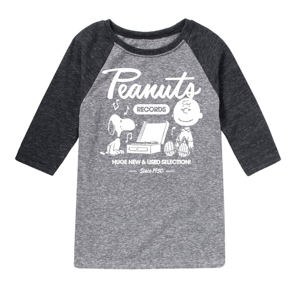 Peanuts - Snoopy Charlie Brown Records - Toddler & Youth Raglan Graphic T-Shirt