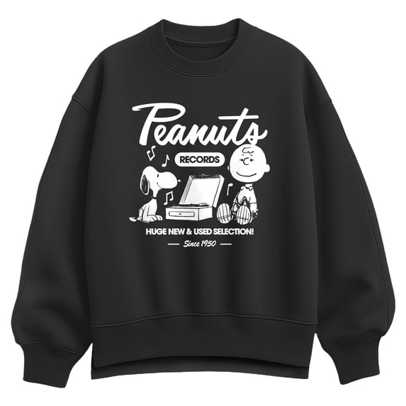 Peanuts - Snoopy Charlie Brown Records - Women's Oversized Fleece Crew Sweatshirt