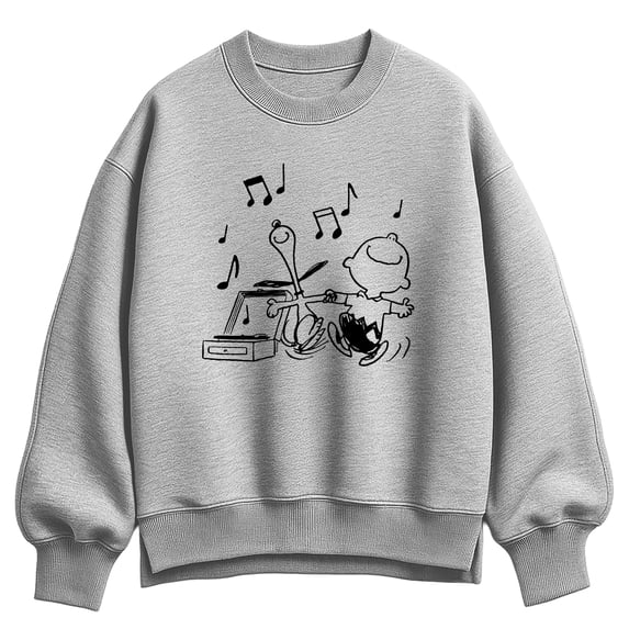 Peanuts - Snoopy & Charlie Dancing - Women's Oversized Fleece Crew Sweatshirt