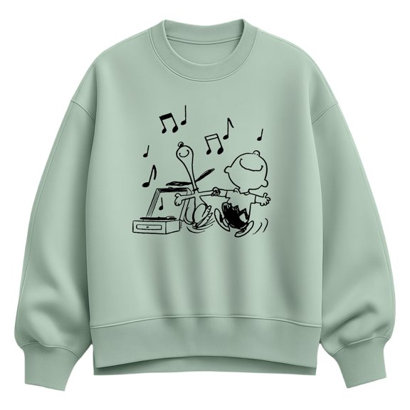 Peanuts - Snoopy & Charlie Dancing - Women's Oversized Fleece Crew Sweatshirt