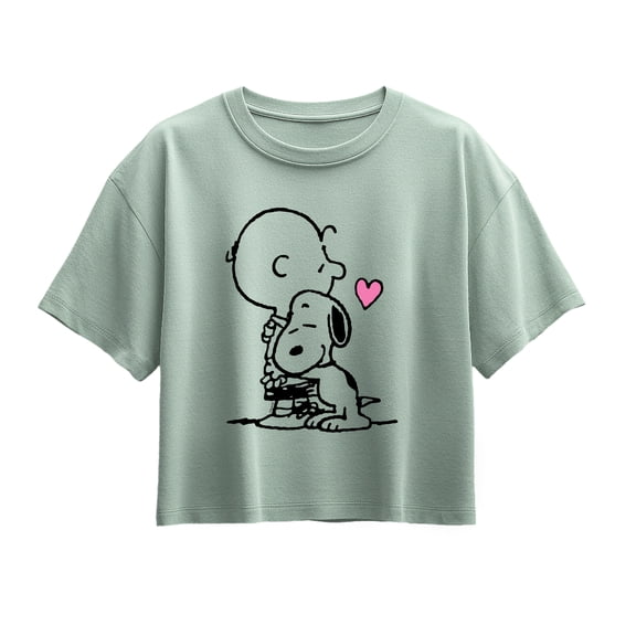 Peanuts - Snoopy Charlie Hug - Youth Girl Short Sleeve Boxy Tee