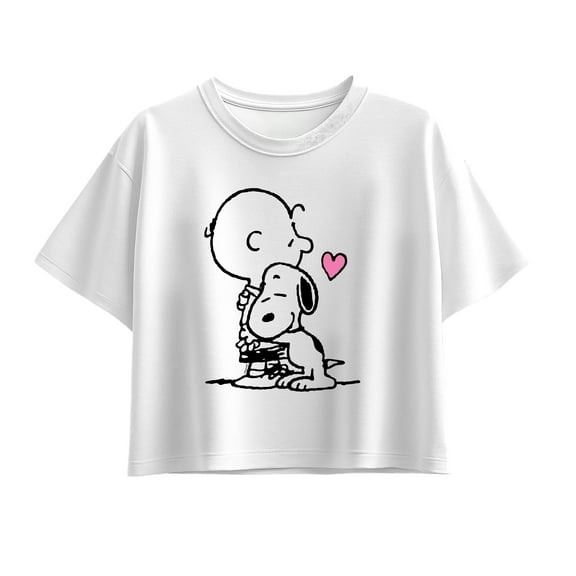 Peanuts - Snoopy Charlie Hug - Youth Girl Short Sleeve Boxy Tee