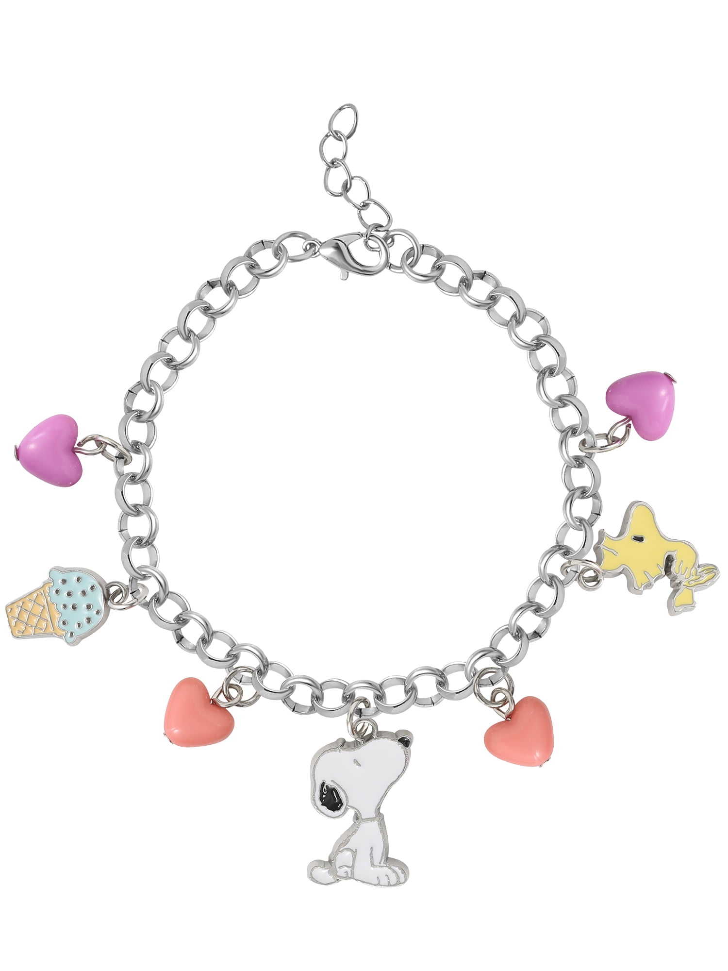 Peanuts Snoopy Character Charm Bracelet with Decorative Accents