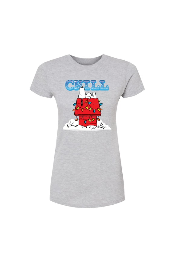 - Snoopy Chill - Juniors Fitted Short Sleeve Graphic T-Shirt
