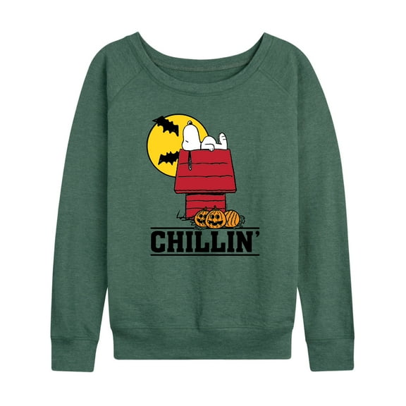 Peanuts - Snoopy Chillin Halloween - Women's Lightweight French Terry Long Sleeve Shirt