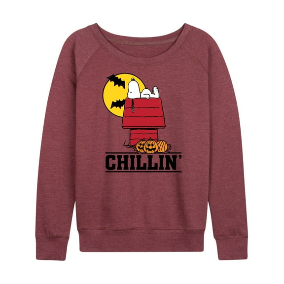 Peanuts - Snoopy Chillin Halloween - Women's Lightweight French Terry Long Sleeve Shirt