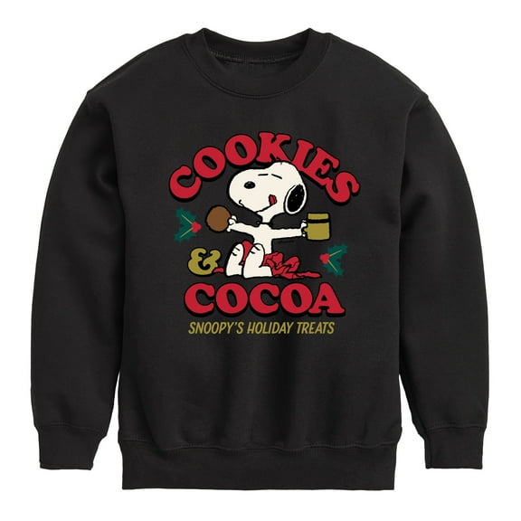 Peanuts - Snoopy Christmas Cookies and Cocoa - Toddler And Youth Crewneck Fleece Sweatshirt