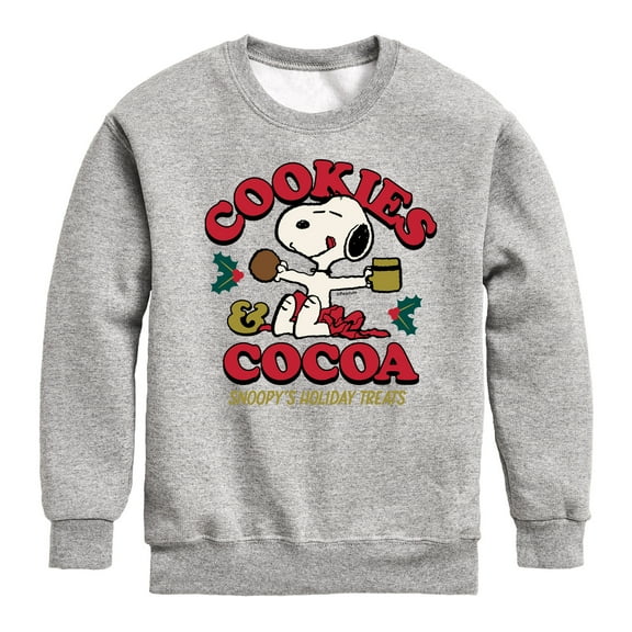 Peanuts - Snoopy Christmas Cookies and Cocoa - Toddler And Youth Crewneck Fleece Sweatshirt