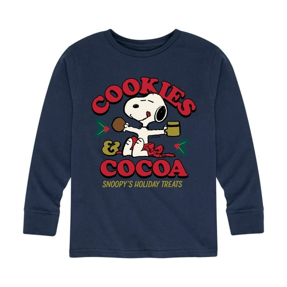 Peanuts - Snoopy Christmas Cookies and Cocoa - Toddler And Youth Long Sleeve Graphic T-Shirt