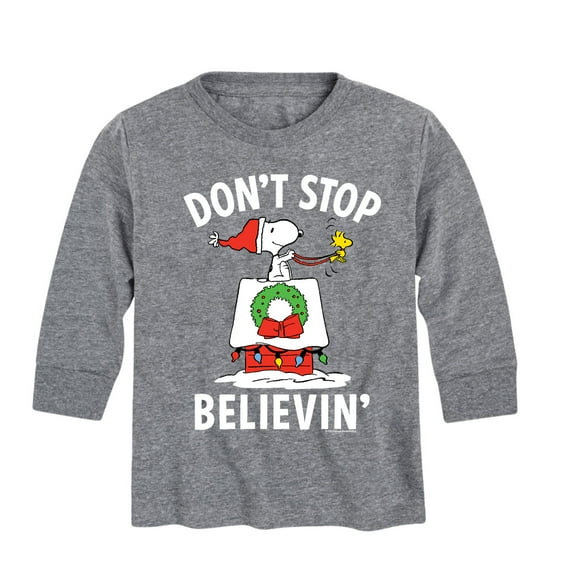 Peanuts - Snoopy Christmas Don't Stop Believin' - Toddler And Youth Long Sleeve Graphic T-Shirts