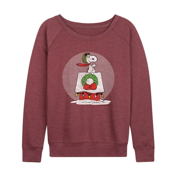 Peanuts - Snoopy Christmas House - Women's French Terry Long Sleeve Pullover
