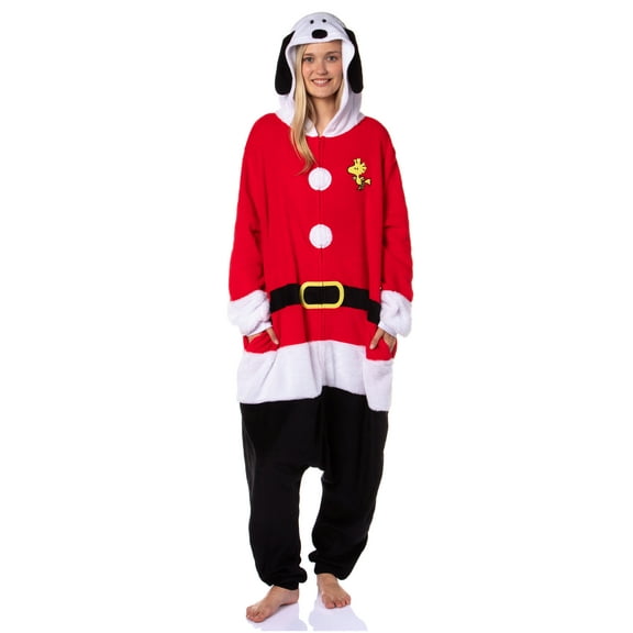 Peanuts Snoopy Christmas Mens' Hooded Union Suit Costume Sleep Pajama