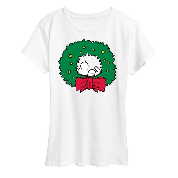 Peanuts - Snoopy Christmas Wreath - Women's Short Sleeve Graphic T-Shirt