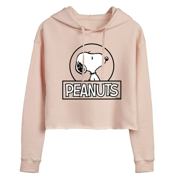 Peanuts - Snoopy Circle - Juniors Cropped Fleece Hoodie Sweatshirt