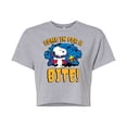 thumbnail image 1 of Peanuts - Snoopy Come In For A Bite - Juniors Cropped Cotton Blend T-Shirt, 1 of 6