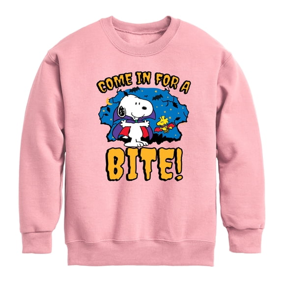 Peanuts - Snoopy Come In For A Bite - Toddler & Youth Crewneck Fleece Sweatshirt