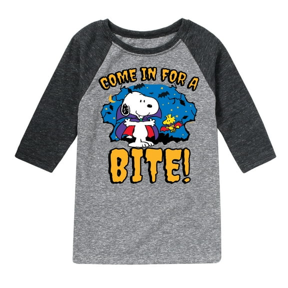 Peanuts - Snoopy Come In For A Bite - Toddler & Youth Raglan Graphic T-Shirt