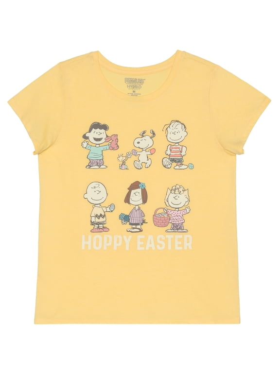 - Snoopy & Crew Hoppy Easter Women's Short Sleeve Graphic T-Shirt