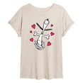 thumbnail image 1 of Peanuts - Snoopy Dancing Hearts - Juniors Oversized Graphic T-Shirt, 1 of 5