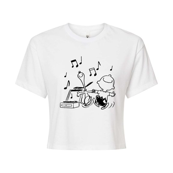 Peanuts - Snoopy Dancing - Juniors Cropped Cotton Blend T-Shirt