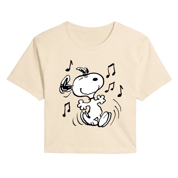 Peanuts - Snoopy Dancing - Juniors Cropped Graphic T-Shirt