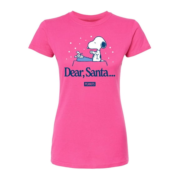 Peanuts - Snoopy Dear Santa - Juniors Fitted Short Sleeve Graphic T-Shirt