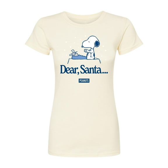 Peanuts - Snoopy Dear Santa - Juniors Fitted Short Sleeve Graphic T-Shirt