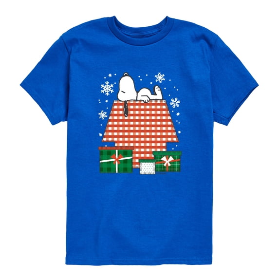 Peanuts - Snoopy Doghouse Christmas Patchwork Toddler Boys' Toddler Short Sleeve Graphic T-Shirt