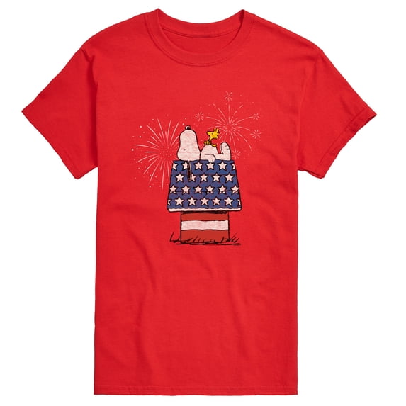 Peanuts - Snoopy Doghouse Wih Fireworks Men's Short Sleeve Graphic T-Shirt