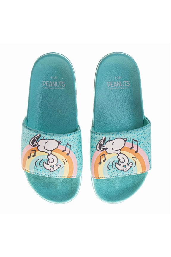 Peanuts Snoopy Dual Size Slide Sandals (Little Kid Big Kid), BLUE, Size: 11-12