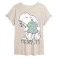 thumbnail image 1 of Peanuts - Snoopy Earth - Juniors Oversized Graphic T-Shirt, 1 of 5