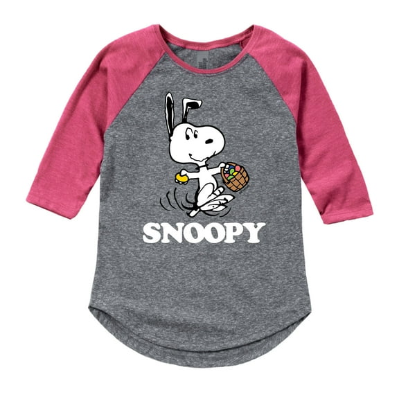 Peanuts - Snoopy Easter Basket - Girls Shirt Tail Raglan