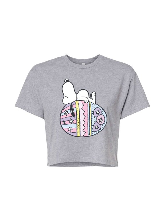 - Snoopy Easter Egg - Juniors Cropped Graphic T-Shirt