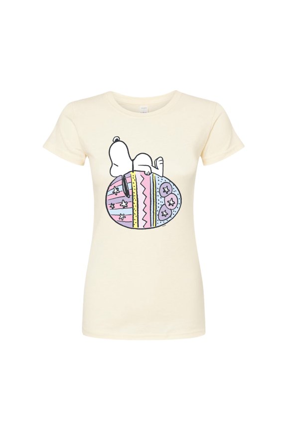 - Snoopy Easter Egg - Juniors Fitted Graphic T-Shirt