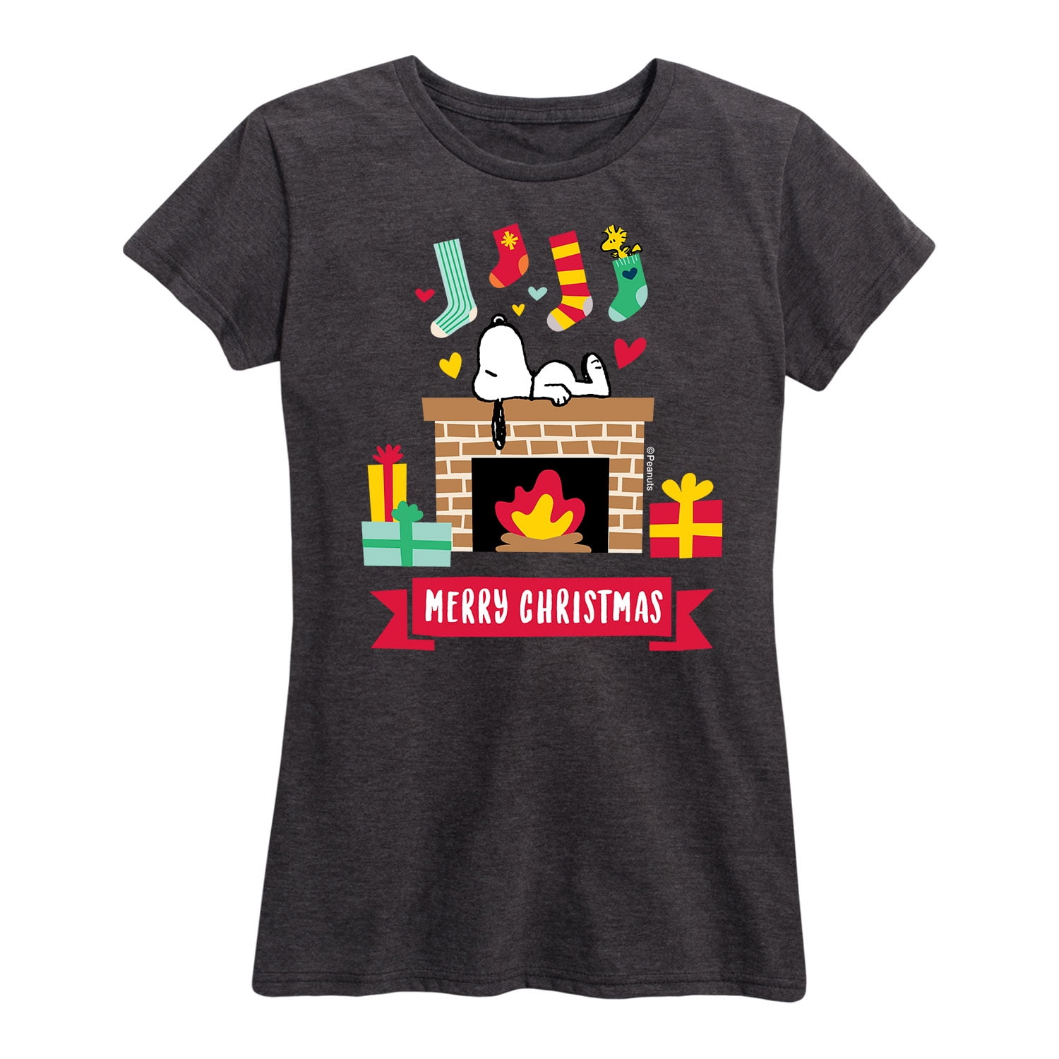 - Snoopy Fireplace Christmas - Women's Short Sleeve Graphic T-Shirt