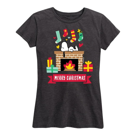 Peanuts - Snoopy Fireplace Christmas - Women's Short Sleeve Graphic T-Shirt