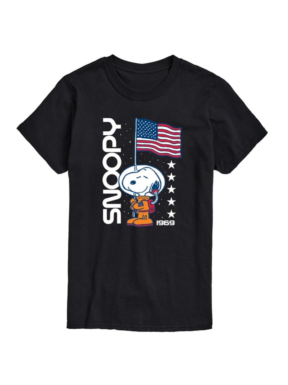 - Snoopy Space USA Flag 1969 Men's Short Sleeve Graphic T-Shirt