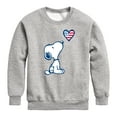 thumbnail image 1 of Peanuts - Snoopy Flag Heart - Toddler & Youth Crewneck Fleece Sweatshirt, 1 of 5