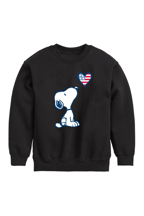 - Snoopy Flag Heart Graphic Long Sleeve Fleece Sweatshirt