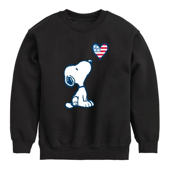 Peanuts - Snoopy Flag Heart - Toddler & Youth Crewneck Fleece Sweatshirt