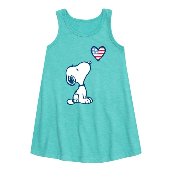 Peanuts - Snoopy Flag Heart - Toddler & Youth Girls A-line Dress