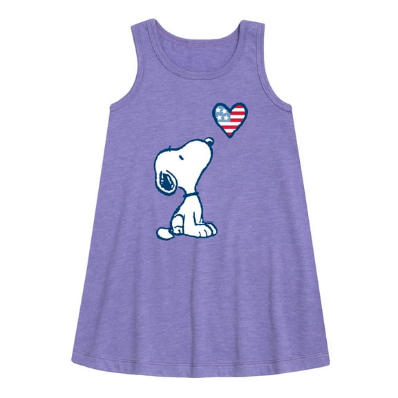 Peanuts - Snoopy Flag Heart - Toddler & Youth Girls A-line Dress