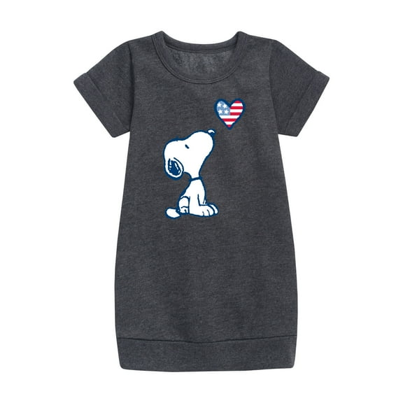 Peanuts - Snoopy Flag Heart - Toddler & Youth Girls Fleece Dress